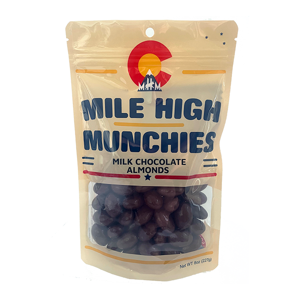 Mile High Munchies - Almonds - Milk Chocolate Almonds 8oz