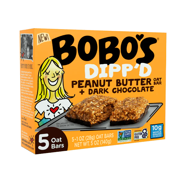 Bobo's - Dipp'd Bars - Peanut Butter Oat Bar + Dark Chocolate 5-pack 5oz