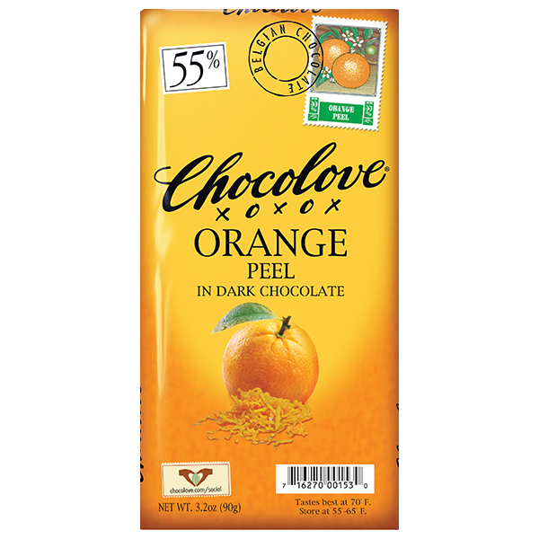 Chocolove - Large Bars - Orange Peel Dark Chocolate 12/3.2oz (K) - Colorado Food Showroom
