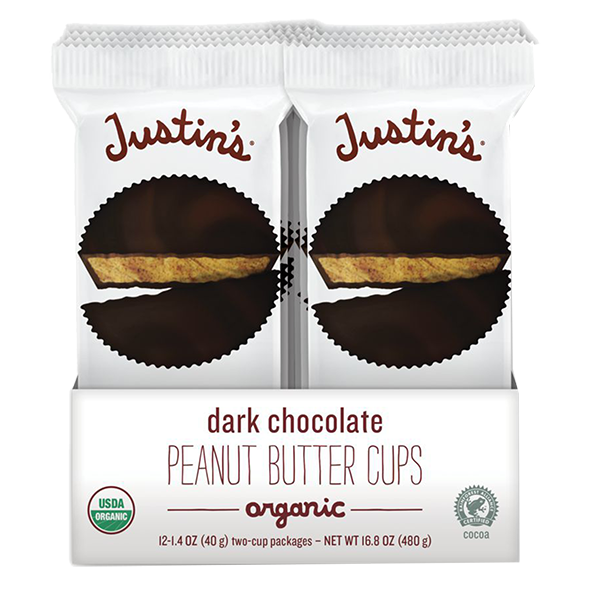 Justin's - Peanut Butter Cups - Dark Chocolate 12/1.4oz (GF) (K) - Colorado Food Showroom