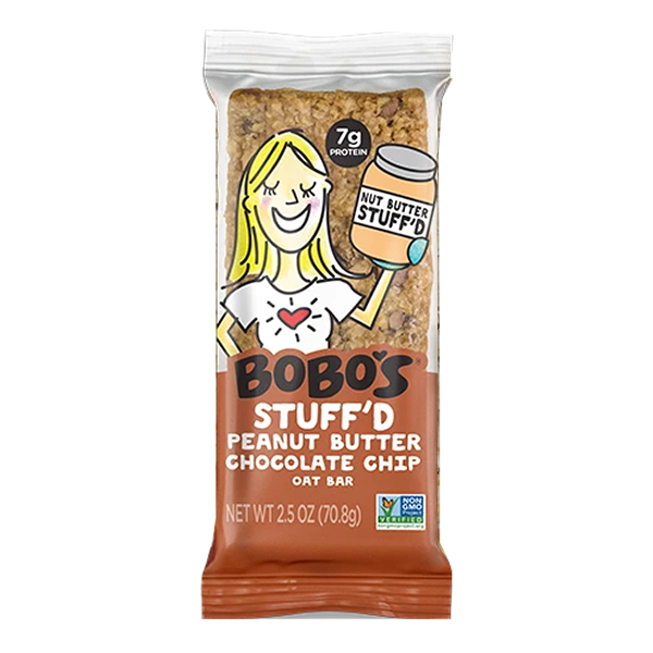 Bobo's - Stuff'd Bar - Chocolate Chip Peanut Butter Filled 12/2.5oz (GF)(K) - Colorado Food Showroom