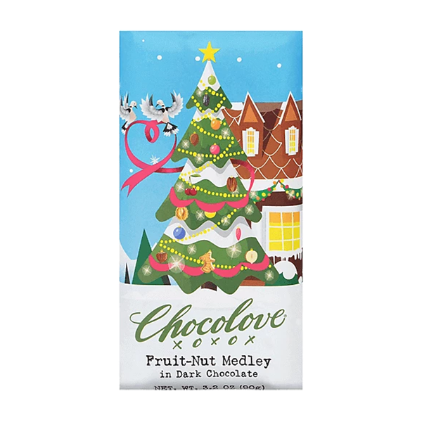 Chocolove - Large Bars - Fruit-Nut Medley in Dark Chocolate 12/3.2oz (SEASONAL) - Colorado Food Showroom