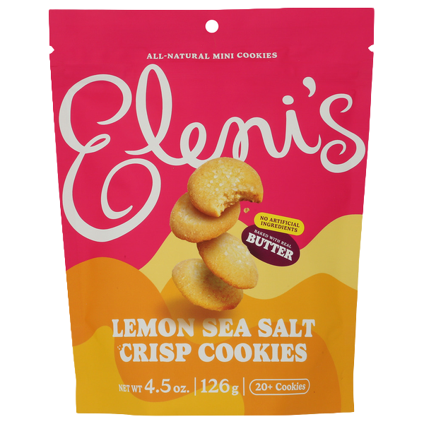 Eleni's Cookies - Mini Crisp Cookie Pouch - Lemon Sea Salt 4.5oz