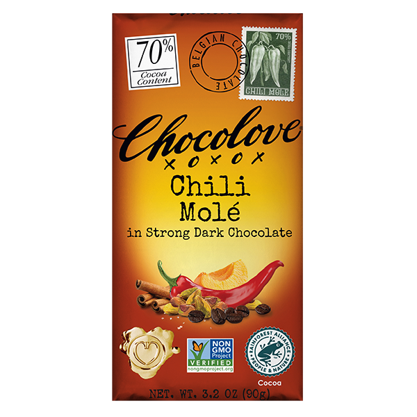 Chocolove - Large Bars - Chili Molé Strong Dark Chocolate 70% 12/3.2oz - Colorado Food Showroom