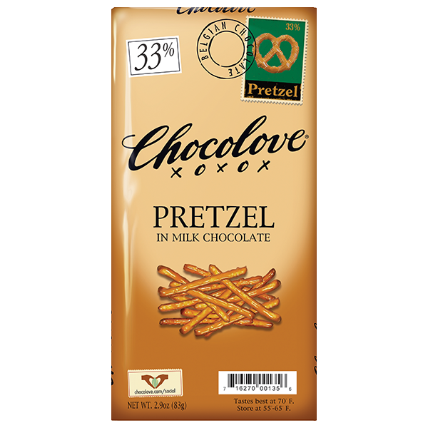 Chocolove - Large Bars - Pretzel Milk Chocolate 12/3.2oz (K) - Colorado Food Showroom