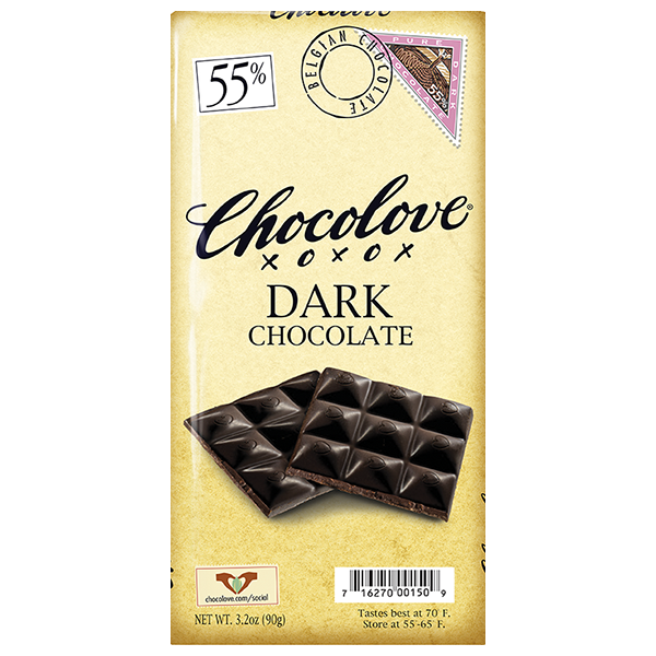 Chocolove - Large Bars - Pure Dark Chocolate 55% 12/3.2oz (K) - Colorado Food Showroom