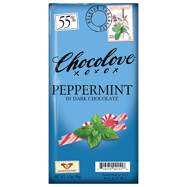 Chocolove - Large Bars - Peppermint Dark Chocolate 12/3.2oz (K) - Colorado Food Showroom