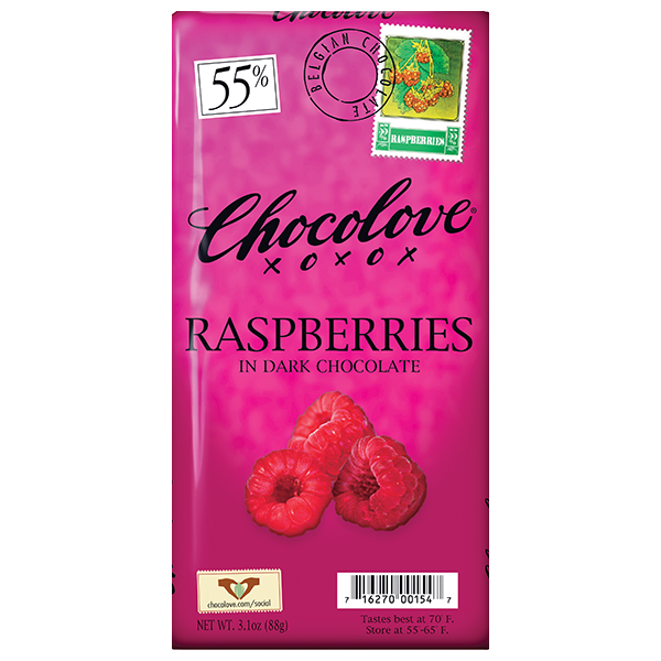 Chocolove - Large Bars - Raspberry Dark Chocolate12/3.2oz (K) - Colorado Food Showroom