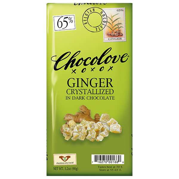 Chocolove - Large Bars - Ginger Rich Dark Chocolate 65% 12/3.2oz (K) - Colorado Food Showroom