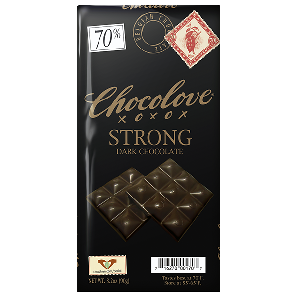Chocolove - Large Bars - Strong Dark Chocolate 70% 12/3.2oz (K) - Colorado Food Showroom
