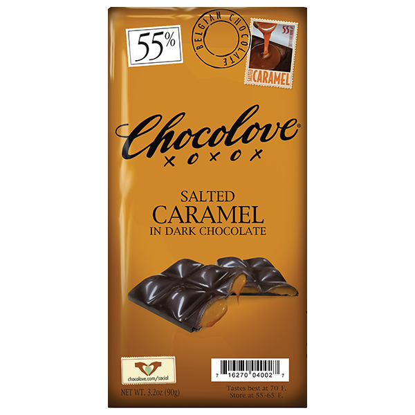 Chocolove - Filled Bars - Salted Caramel Dark Chocolate 10/3.2oz (K) - Colorado Food Showroom