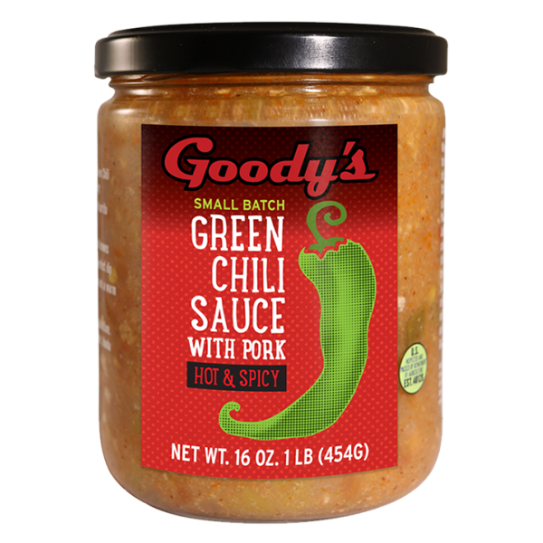 Goody's Green Chili - Sauce - Hot & Spicy 12/16oz - Colorado Food Showroom