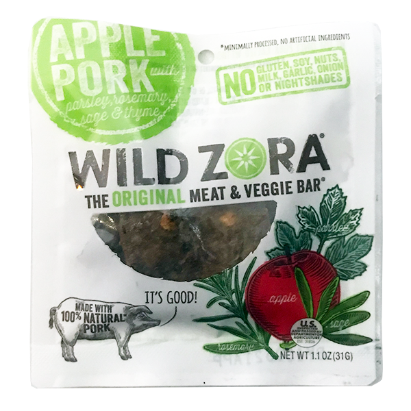 Wild Zora - Meat & Veggie Bars - Apple Pork 10/1oz - Colorado Food Showroom