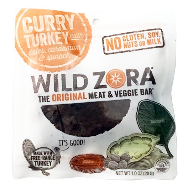 Wild Zora - Meat & Veggie Bars - Curry Turkey 10/1oz (GF) (P) - Colorado Food Showroom