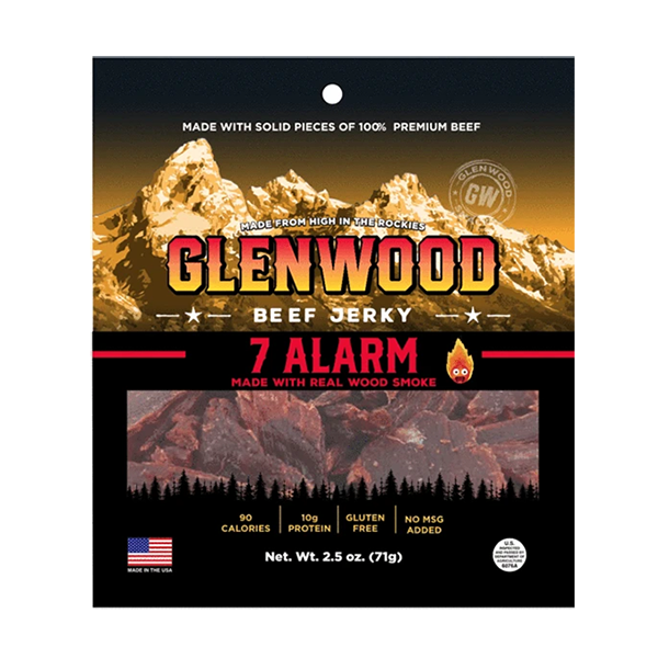 Glenwood Snacks - Beef Jerky - 7 Alarm 2.5oz - Colorado Food Showroom