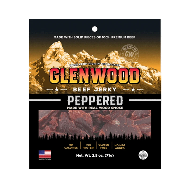 Glenwood Snacks - Beef Jerky - Peppered 2.5oz - Colorado Food Showroom