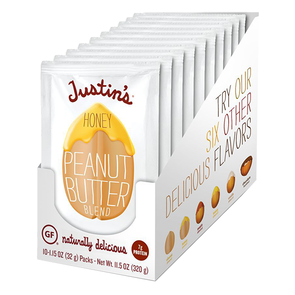 Justin's - Nut Butters - Squeeze Packs Peanut Butter, Honey 10/1.15oz - (GF) (V) (K) - Colorado Food Showroom