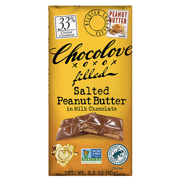 Chocolove - Filled Bars - Salted Peanut Butter in Milk Chocolate 10/3.2oz - Colorado Food Showroom