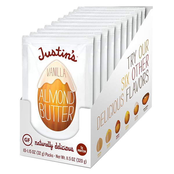 Justin's - Nut Butters - Vanilla Almond Butter Squeeze Packs 10/1.15oz (GF) (V) (K) - Colorado Food Showroom